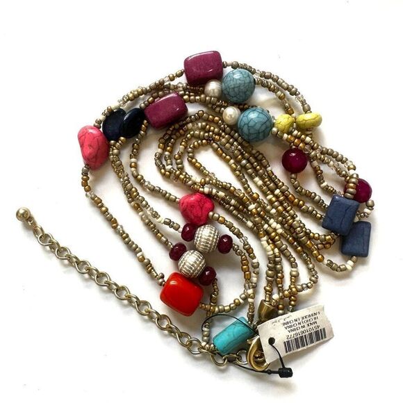 Chico’s double strand gold tone long beaded necklace NWT - Picture 6 of 10